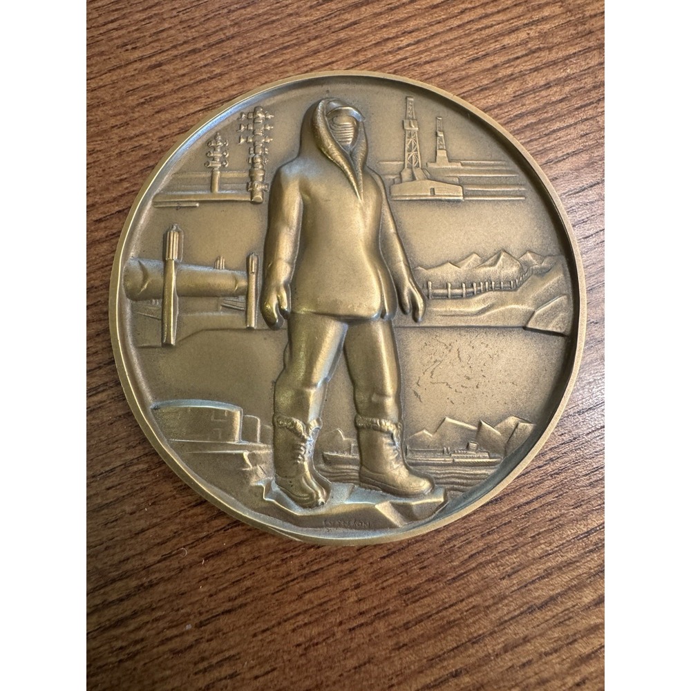 1977 Alyeska Trans Alaska Pipeline Bronze Medal 3" Employee Presentation Box